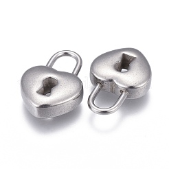 変色しない304ステンレススチールペンダント  ハートロック  ステンレス鋼色  19x13x5mm  穴：4x6mm&nbsp;STAS-F249-22P-02