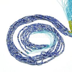 天然石ソーダライトビーズ連売り  多面カット  ラウンド  ブルー  2mm  穴：1mm  約185~200個/連  15.4インチ&nbsp;X-G-J002-09