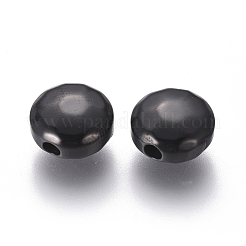 304ステンレススチールビーズ  多面カット  フラットラウンド  イオンプレーティング（ip）  電気泳動黒  8.5x4.5mm  穴：1.8mm&nbsp;STAS-F225-18-B