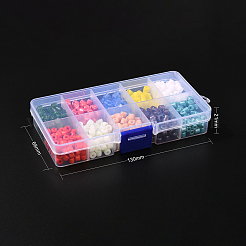 800個10色ガラスビーズ  コラム  ミックスカラー  5x4.5mm  穴：1.5mm  80個/カラー&nbsp;GLAA-CJ0001-72