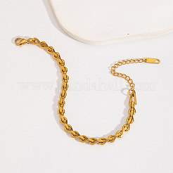 ユニセックスステンレススチールチェーンブレスレット  ゴールドカラー  6-1/2インチ（16.5cm）&nbsp;BL6999-3