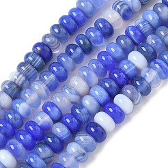 天然バンデットアゲートビーズ連売り  染め＆加熱  ロンデル  グレードA  藤紫色  8~8.5x5mm  穴：1mm  約76~77個/連  14.76~14.96インチ（37.5~38cm）&nbsp;G-F790-I01-01C