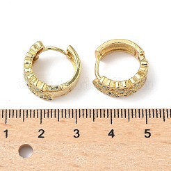 ハート真鍮マイクロパヴェキュービックジルコニアフープピアス  鉛フリー＆カドミウムフリー  長持ちメッキ  18KGP本金メッキ  カラフル  16x8mm&nbsp;EJEW-A132-10G-01