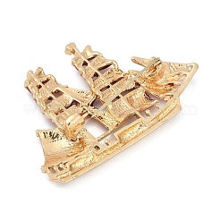 帆船のエナメルピン  バックパック服用合金ブローチ  暗赤色  36.5x53.5mm&nbsp;JEWB-D303-02G