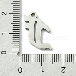 変色しない201ステンレススチールペンダント  ステンレス鋼色  古い頭文字のチャーム  文字F  18.5x15x1.6mm  穴：1.8mm&nbsp;STAS-B055-01P-F