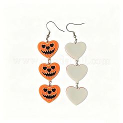 ハロウィン用アクリル製カボチャ型ドロップピアス（女性用）  サンゴ  94x24mm&nbsp;WGA1805-01