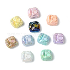 50個 10色UVメッキ不透明アクリルビーズ  虹色の  ニンジンとウサギのカメラ  ミックスカラー  19x20x13mm  穴：2.2mm5本/色&nbsp;PACR-CJ0001-47