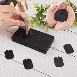 DIYスタンプ用空白タグネックレス作成キット  長方形のアルミニウム製ペンダントを含む  ステンレススチールボールチェーン  ブラック  40個/箱&nbsp;DIY-SC0020-84