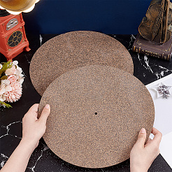 蓄音機用コルクターンテーブルスリップマットレコードプラッター  フラットラウンド  コーヒー  300x3mm  穴：7mm&nbsp;AJEW-WH0348-216