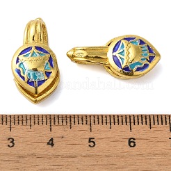 ラックメッキ真鍮エナメル仏教ペンダント  仏ジュエリーパーツカウンタ  18KGP本金メッキ  ディープスカイブルー  23.5x12x7mm  穴：3mm&nbsp;KK-P276-25G-04