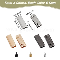 18個 3色 亜鉛合金製バッグ装飾エッジバックル  ベルトエンド先端金具  ミックスカラー  2.5x1x0.6cm  穴：2.5mm&nbsp;FIND-WR0008-66