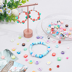 DIYジュエリー作りパーツキット  手作りのポリマークレイビーズを含む  アクリルビーズ  ミックスカラー  8.5~10.5x8.5~10.5x4.5mm  穴：1.6mm  20pc&nbsp;DIY-SP0002-67