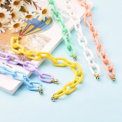 アクリルアズキチェーン電話ケースチェーン  滑り止め電話フィンガーストラップ  DIYの電話ケースの装飾のための電話グリップホルダー  ゴールドカラー  ミックスカラー  26.5cm&nbsp;HJEW-JM00483