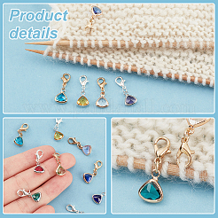2セット2色の三角形のガラスペンダント装飾  亜鉛合金カニカン付き  ゴールデン＆シルバー  21~22mm  ペンダント：10.5x8x4mm  12個/セット  1セット/色&nbsp;FIND-PH0010-11