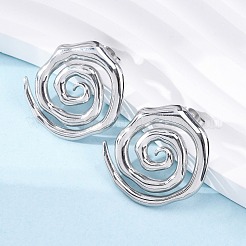 女性用304ステンレススチールスタッドピアス  スパイラル  ステンレス鋼色  27mm&nbsp;EJEW-K306-15P