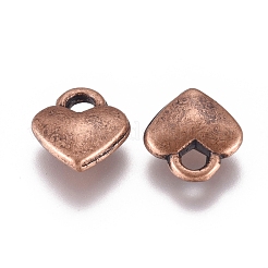 チベット風合金ハートチャーム  カドミウムフリー＆鉛フリー  赤銅鉱  8x7x2.5mm  穴：2mm&nbsp;TIBEP-LFH260Y-R-LF