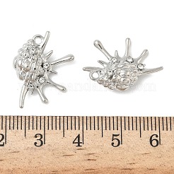 合金ラインストーンペンダント  巻き貝の形  ラックめっき  プラチナ  21x15.5x6.5mm  穴：1.5mm&nbsp;FIND-L025-08P