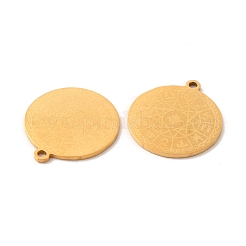 ステンレスペンダント201個  フラットラウンド 星座柄チャーム12個付き  ゴールドカラー  18x16.2x1mm  穴：1.4mm&nbsp;STAS-K251-006G