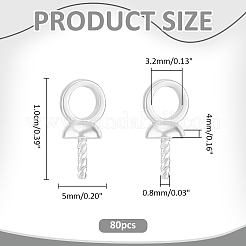 真鍮製ネジアイペグベイル80個  銀  10x5x4mm  穴：3.2mm  ピン：0.8mm&nbsp;KK-ME0004-74S