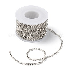 真鍮製ラインストーンストラスチェーン  スプールで  ラインストーンカップチェーン  銀色のメッキ  クリスタル  2.8mm  約10ヤード/ロール&nbsp;CHC-T001-SS12-01S