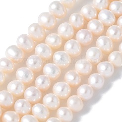天然養殖真珠ビーズ連売り  ポテト  グレード6 A  貝殻色  5.5~6mm  穴：0.7mm  約66~67個/連  14.57~14.72''（37~37.4センチメートル）&nbsp;PEAR-I007-07R-01A