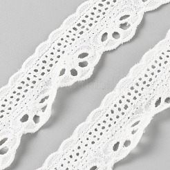 15ヤード中空コットン刺繍フラワーリボン  衣類用アクセサリー  ホワイト  1-1/8インチ（28mm）&nbsp;OCOR-WH0101-40A