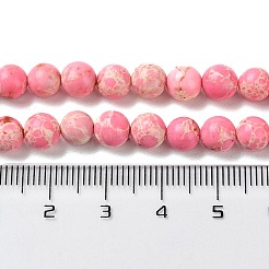 合成インペリアルジャスパー染めビーズ連売り  ラウンド  ショッキングピンク  6mm  穴：1.4mm  約60~62個/連  14.72''~15.28''（37.4~38.8センチメートル）&nbsp;G-D077-A01-01F