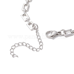 女性と男性のための真鍮長方形リンクチェーンブレスレット  ステンレス鋼色  7-1/8インチ（18.1cm）&nbsp;BJEW-JB11458-02