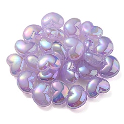 UVメッキレインボー虹色イミテーションゼリーアクリルビーズ  ハート  ライラック  16x21x11mm  穴：2mm&nbsp;X-OACR-C007-08A