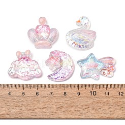 エポキシ樹脂カボション  カラフル  グリッターパウダー付き  混合図形  22~28.5x20~25x7~9mm&nbsp;RE-CBAE980-02
