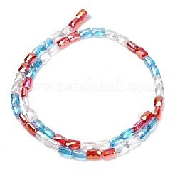 電気メッキガラスビーズセット  長方形  多面カット  レッド  7x4x3mm  穴：0.8mm  約60~61個/連  15.75''~16.02''（40~40.7センチメートル）&nbsp;EGLA-P068-01A-04