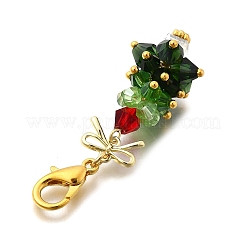 合金ガラスペンダント装飾  クリスマスツリー  ゴールドカラー  52.5mm&nbsp;HJEW-JM04107-03