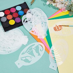 プラスチックフェイスペイントステンシル  学校のホーム パーティーのボディ フェイシャル ペインティング タトゥー ペインティング テンプレート  ハロウィーン模様  7.5x14x0.01cm  24個/セット&nbsp;DIY-WH0304-582F