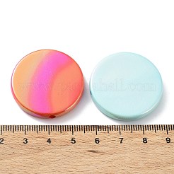 UVメッキレインボー虹色アクリルビーズ  フラットラウンド  ミックスカラー  32x5.5mm  穴：2.2mm&nbsp;OACR-A029-17