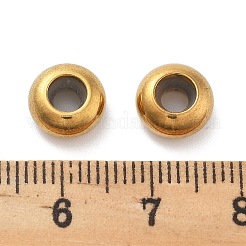 イオンプレーティング（IP）304ステンレスビーズ  内部のゴムと  スライダービーズ  ロンデル  ゴールドカラー  9x4.5mm  穴：3mm&nbsp;STAS-P374-01G