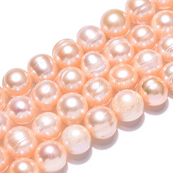 天然養殖淡水パールビーズ連売り  ポテト  桃パフ  9~10.5x8.5~11.5mm  穴：0.6mm  約39個/連  14.57~14.76インチ（37~37.5cm）&nbsp;PEAR-N013-09A
