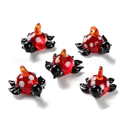 手作りランプワークペンダント  タートルズチャーム  レッド  16x28x16.5mm  穴：1.6mm&nbsp;LAMP-S068-07A