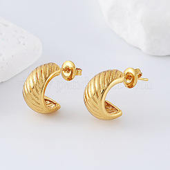 女性用304ステンレススチールスタッドピアス  ハーフフープピアス  ゴールドカラー  15x13mm&nbsp;JS6916