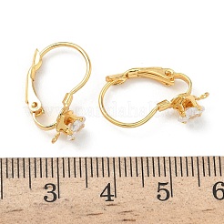 スクエア真鍮マイクロパヴェクリアキュービックジルコニアフレンチフックピアス金具  ニッケルフリー  カン付き  18KGP本金メッキ  19.5x5.5x11.5mm  穴：0.9mm  ピン：0.9mm&nbsp;KK-Z136-26G