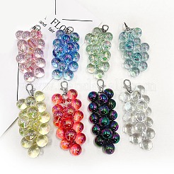 100 個 10 色 UV メッキレインボー虹色透明アクリルパーツ  ラウンド  ミックスカラー  21x16x16mm  穴：3.5mm  10個/カラー&nbsp;PACR-CJ0001-31