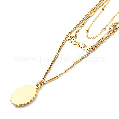 イオンプレーティング(IP) 304 ステンレス 3層ネックレス  famale & word france 女性用ペンダントネックレス  ゴールドカラー  16.34インチ（41.5cm）&nbsp;NJEW-P229-09G