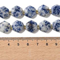 天然ブルースポットジャスパービーズ連売り  ファセット六角形カット  六角  シードビーズで  12x13x5mm  穴：1mm  約27個/連  14.88~15.43インチ（37.8~39.2cm）&nbsp;G-H344-B02-01