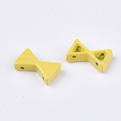 スプレー塗装合金マルチ連リンク  タイル弾性ブレスレット作り用  蝶結び  きいろ  8x13x4mm  穴：1mm&nbsp;PALLOY-T068-14-16
