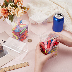 ミニフィギュア用の透明なプラスチック製ディスプレイケース  ふた付き  長方形  透明  7.9x7.9x10.5cm&nbsp;ODIS-WH0043-152A