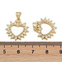 真鍮製マイクロパヴェキュービックジルコニアペンダント  ハート  16KGP本金メッキ  17x17x3mm  穴：3x4mm&nbsp;ZIRC-I367-12G-07