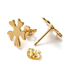 201 ステンレス スタッド イヤリング  304ステンレスピン付き  花  24KGP本金メッキ  13x13mm  穴：1mm  ピン：0.8mm&nbsp;STAS-B045-14G