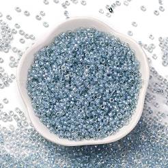 ガラスシリンダービーズ  シードビーズ  色の内側  丸い穴  ライトスチールブルー  2.4~2.7x1.5~1.8mm  穴：1.2mm  約20000個/ポンド&nbsp;SEED-L011-11B-06