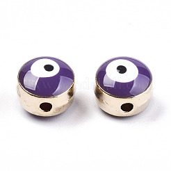 合金エナメルビーズ  ナザールボンジュウ  ミッドナイトブルー  10x5mm  穴：1mm&nbsp;ENAM-WH0047-14D-10mm