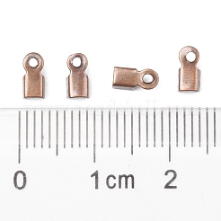 アイアン製折りたたみ式カシメエンドパーツ  圧着コードの端を折ります  赤銅鉱  6x3x2.3mm  穴：1.2mm&nbsp;IFIN-ZX994-R