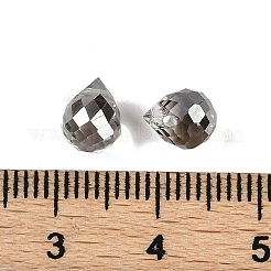 電気メッキガラスビーズ  ティアドロップ  パール光沢メッキ  多面カット  グレー  8x6mm  穴：1mm&nbsp;EGLA-C008-01A-PL03